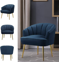 Morden Fort Velvet Barrel Club Chair Accent Armchair with Golden Legs , White