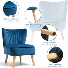 Giantex Velvet Accent Chair, Upholstered Modern Sofa Chair w/Wood Legs, Thickly Padded, Small Armless Wingback Club Chairs for Living Room Bedroom Furniture
