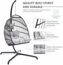 Radiata Foldable Wicker Rattan Hanging Egg Chair with Stand