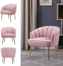 Morden Fort Velvet Barrel Club Chair Accent Armchair with Golden Legs , White