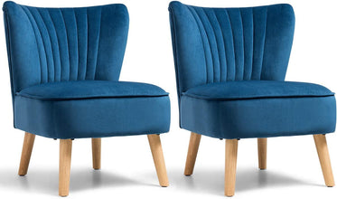 Giantex Velvet Accent Chair, Upholstered Modern Sofa Chair w/Wood Legs, Thickly Padded, Small Armless Wingback Club Chairs for Living Room Bedroom Furniture