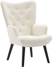Dolonm Velvet Accent Chair Modern Tufted Button Wingback Vanity Chair with Arms Upholstered Tall Back Desk Chair with Solid Wood Legs for Living Room Bedroom Waiting Room(Teal)