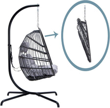 Radiata Foldable Wicker Rattan Hanging Egg Chair with Stand