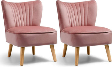 Giantex Velvet Accent Chair, Upholstered Modern Sofa Chair w/Wood Legs, Thickly Padded, Small Armless Wingback Club Chairs for Living Room Bedroom Furniture