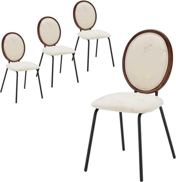 Caster Velvet Gilding Kitchen Dining Chairs Set of 2,Modern Industrial Upholstered Mid Century Metal Dining Chair for Dining Room Chairs Wood Round Back Dining Chair Indoor Small Place White ,18"