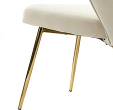 HULALA HOME Velvet Modern Small Armless Accent Chair with Gold Metal Legs, -Yellow