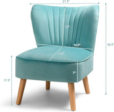 Giantex Velvet Accent Chair, Upholstered Modern Sofa Chair w/Wood Legs, Thickly Padded, Small Armless Wingback Club Chairs for Living Room Bedroom Furniture