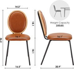 Caster Velvet Gilding Kitchen Dining Chairs Set of 2,Modern Industrial Upholstered Mid Century Metal Dining Chair for Dining Room Chairs Wood Round Back Dining Chair Indoor Small Place White ,18