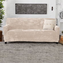 Great Bay Home Stretch Velvet-Plush Washable Sofa Slipcover  (Sofa, Silver Cloud)
