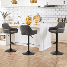 SMILE MART 2pcs Vintage Adjustable PU Leather Bar Stools with Backrest, Grey