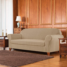 Subrtex Stretch 2-Piece Sofa Slipcover Striped Jacquard Couch Sofa Cover (Large, Beige Brown)