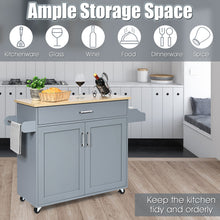 Costway Rolling Kitchen Island Cart Storage Cabinet w/ Towel & Spice Rack Gray