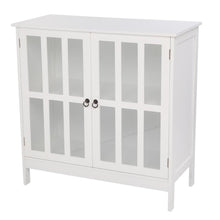 Ktaxon Storage Sideboard Buffet, Wooden Console Storage Cabinet with Transparent Doors,White