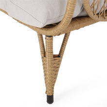 Maurice Outdoor Wicker Standing Basket Chair with Cushion, Light Brown, Beige