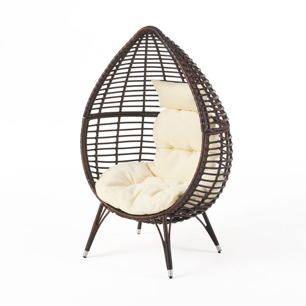Noble House Melton Cushion Resin Wicker Outdoor Lounge Chair - Brown
