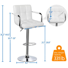 SMILE MART 2pcs Faux Leather Swivel Bar Stools for Home Counter, White