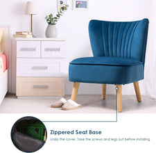 Giantex Velvet Accent Chair, Upholstered Modern Sofa Chair w/Wood Legs, Thickly Padded, Small Armless Wingback Club Chairs for Living Room Bedroom Furniture