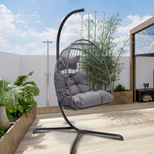 Radiata Foldable Wicker Rattan Hanging Egg Chair with Stand