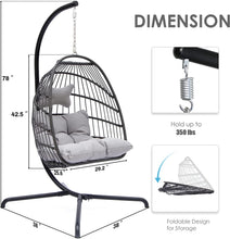 Radiata Foldable Wicker Rattan Hanging Egg Chair with Stand