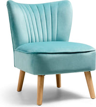 Giantex Velvet Accent Chair, Upholstered Modern Sofa Chair w/Wood Legs, Thickly Padded, Small Armless Wingback Club Chairs for Living Room Bedroom Furniture