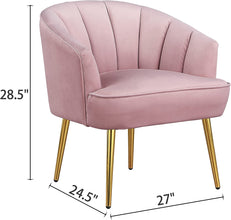 Morden Fort Velvet Barrel Club Chair Accent Armchair with Golden Legs , White