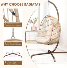 Radiata Foldable Wicker Rattan Hanging Egg Chair with Stand