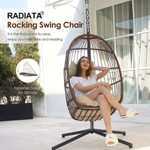 Radiata Foldable Wicker Rattan Hanging Egg Chair with Stand