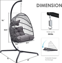 Radiata Foldable Wicker Rattan Hanging Egg Chair with Stand