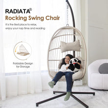 Radiata Foldable Wicker Rattan Hanging Egg Chair with Stand