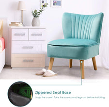 Giantex Velvet Accent Chair, Upholstered Modern Sofa Chair w/Wood Legs, Thickly Padded, Small Armless Wingback Club Chairs for Living Room Bedroom Furniture