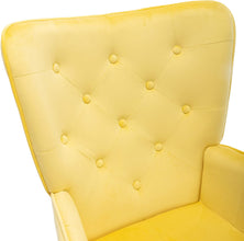 Dolonm Velvet Accent Chair Modern Tufted Button Wingback Vanity Chair with Arms Upholstered Tall Back Desk Chair with Solid Wood Legs for Living Room Bedroom Waiting Room(Teal)