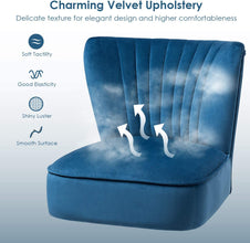 Giantex Velvet Accent Chair, Upholstered Modern Sofa Chair w/Wood Legs, Thickly Padded, Small Armless Wingback Club Chairs for Living Room Bedroom Furniture