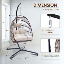 Radiata Foldable Wicker Rattan Hanging Egg Chair with Stand