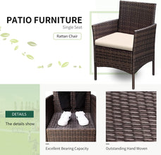Greesum 3 Pieces Patio Furniture PE Rattan Wicker Chair Conversation Set, Gray and Beige