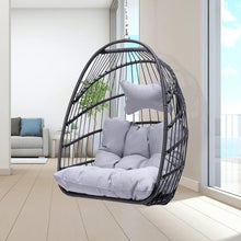 Radiata Foldable Wicker Rattan Hanging Egg Chair with Stand