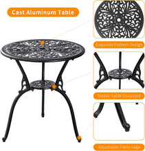 Withniture 3 Pieces Bistro Set Aluminum Outdoor Bistro Table Set, Patio Bistro Sets with Umbrella Hole, Weather Resistant Bistro Table and Chairs Set for Garden Porch Patio Set Furniture, Black