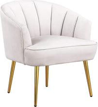 Morden Fort Velvet Barrel Club Chair Accent Armchair with Golden Legs , White