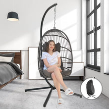 Radiata Foldable Wicker Rattan Hanging Egg Chair with Stand