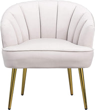 Morden Fort Velvet Barrel Club Chair Accent Armchair with Golden Legs , White