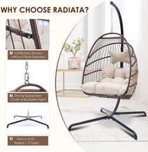Radiata Foldable Wicker Rattan Hanging Egg Chair with Stand