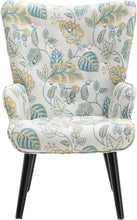 Dolonm Velvet Accent Chair Modern Tufted Button Wingback Vanity Chair with Arms Upholstered Tall Back Desk Chair with Solid Wood Legs for Living Room Bedroom Waiting Room(Teal)