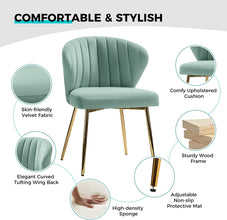 HULALA HOME Velvet Modern Small Armless Accent Chair with Gold Metal Legs, -Yellow