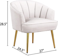 Morden Fort Velvet Barrel Club Chair Accent Armchair with Golden Legs , White