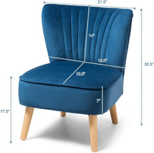 Giantex Velvet Accent Chair, Upholstered Modern Sofa Chair w/Wood Legs, Thickly Padded, Small Armless Wingback Club Chairs for Living Room Bedroom Furniture