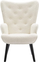 Dolonm Velvet Accent Chair Modern Tufted Button Wingback Vanity Chair with Arms Upholstered Tall Back Desk Chair with Solid Wood Legs for Living Room Bedroom Waiting Room(Teal)