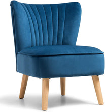 Giantex Velvet Accent Chair, Upholstered Modern Sofa Chair w/Wood Legs, Thickly Padded, Small Armless Wingback Club Chairs for Living Room Bedroom Furniture