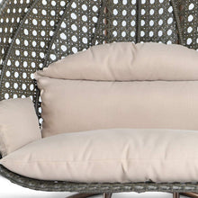 LeisureMod Beige 2 Person Hanging Double Swing/ Rattan Egg Chair