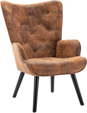 Dolonm Velvet Accent Chair Modern Tufted Button Wingback Vanity Chair with Arms Upholstered Tall Back Desk Chair with Solid Wood Legs for Living Room Bedroom Waiting Room(Teal)