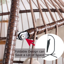 Radiata Foldable Wicker Rattan Hanging Egg Chair with Stand