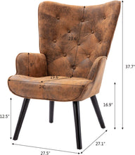 Dolonm Velvet Accent Chair Modern Tufted Button Wingback Vanity Chair with Arms Upholstered Tall Back Desk Chair with Solid Wood Legs for Living Room Bedroom Waiting Room(Teal)